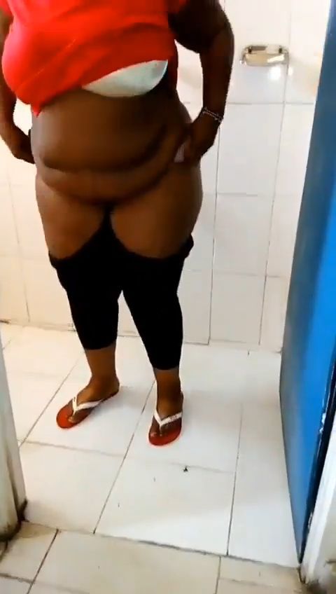 Naughty chubby mom in a public toilet!
